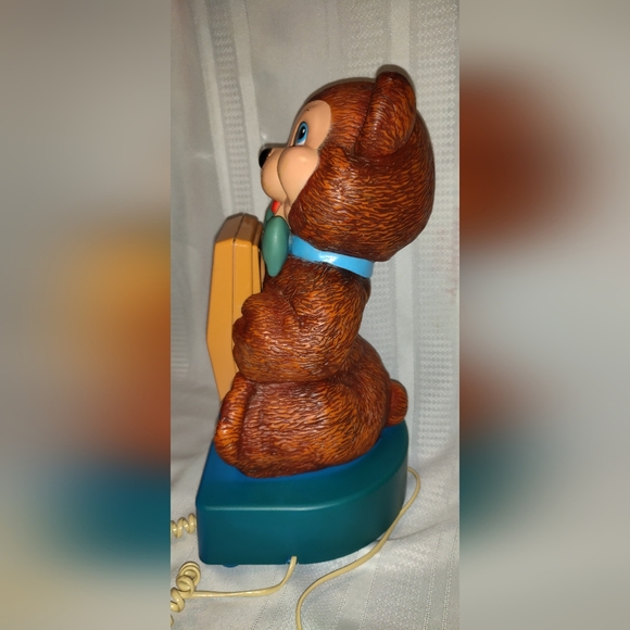 Vintage Teddy Bear Phone telephone PUSH BUTTON 80s Carlton HONG KONG - Picture 5 of 10